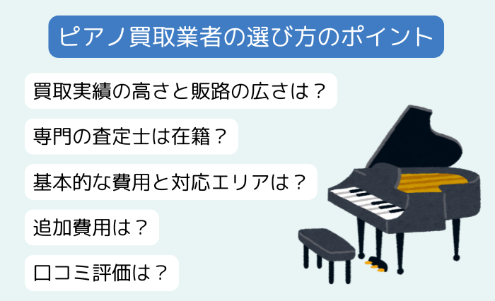 ピアノ買取業者の選び方！5つのポイントについて解説